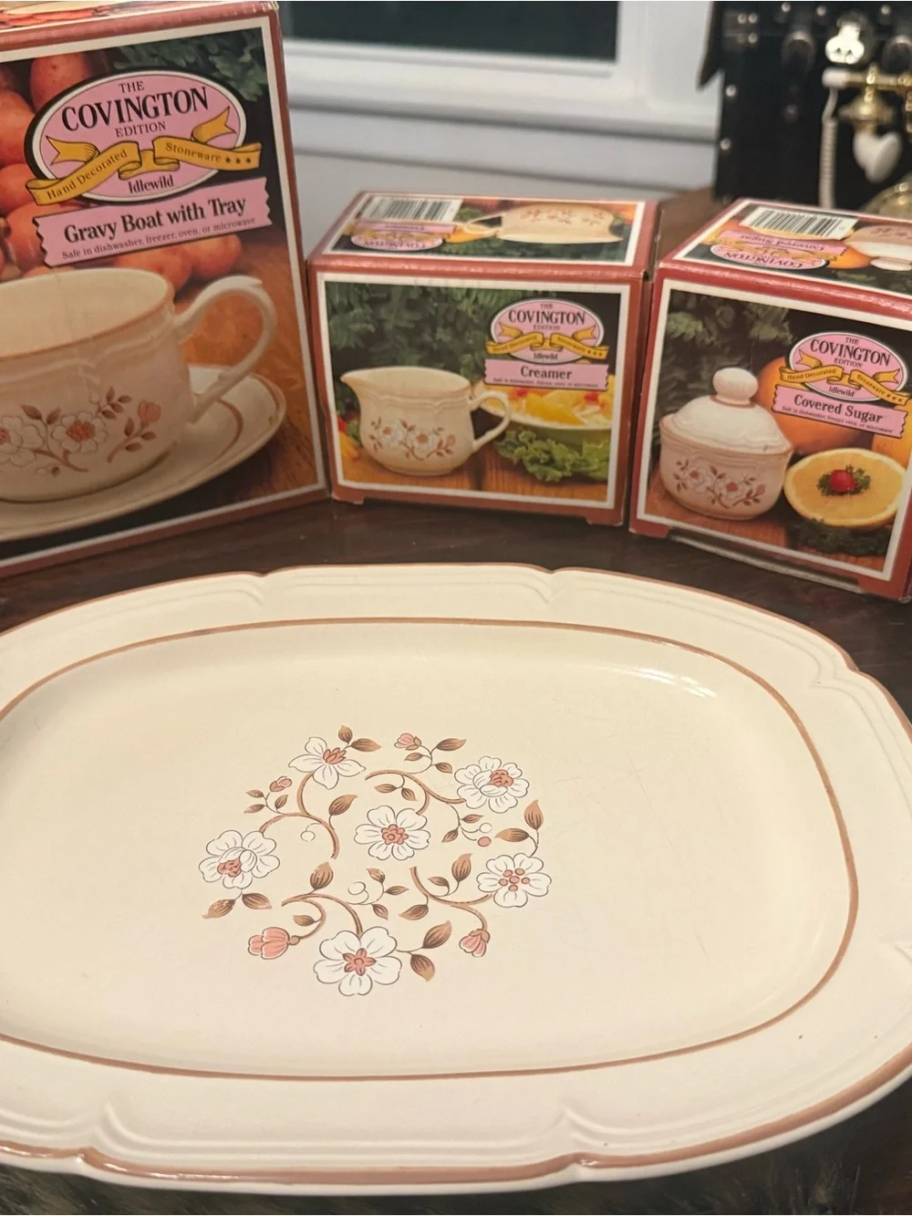 Covington Cream Floral 4 piece set with Brown and Pink Accents